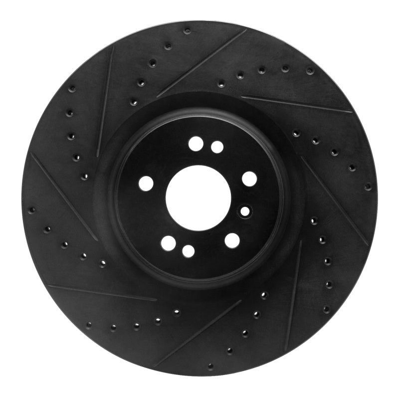 R1 Concepts 07-09 Mercedes-Benz GL320 Front Left Drilled & Slotted Black Brake Rotor