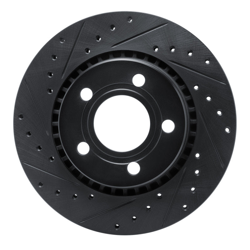 R1 Concepts 80-86 Audi Quattro Front Left Drilled & Slotted Black Brake Rotor