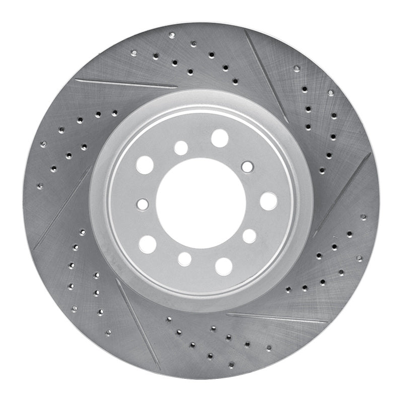 R1 Concepts 01-06 BMW M3 Left Front Drilled & Slotted Geo-Carbon Rotor