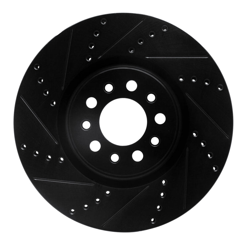 R1 Concepts 14-25 Alfa Romeo Tonale Front Left Drilled & Slotted Black Brake Rotor