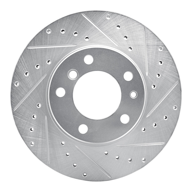 R1 Concepts 89-95 BMW 530I Front Right Drilled & Slotted Silver Brake Rotor
