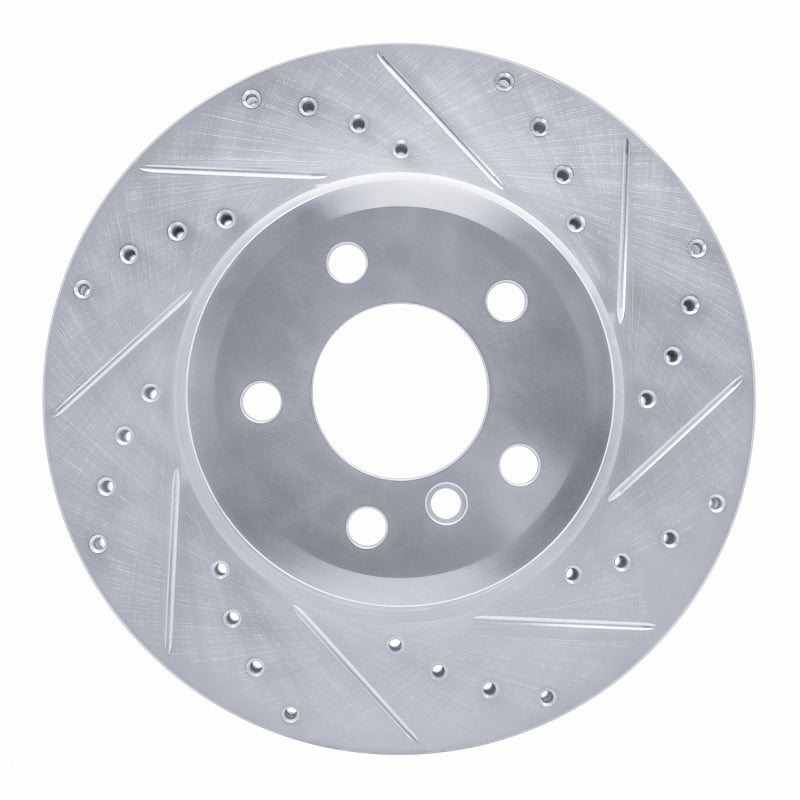 R1 Concepts 04-10 BMW X3 Front Right Drilled & Slotted Silver Brake Rotor
