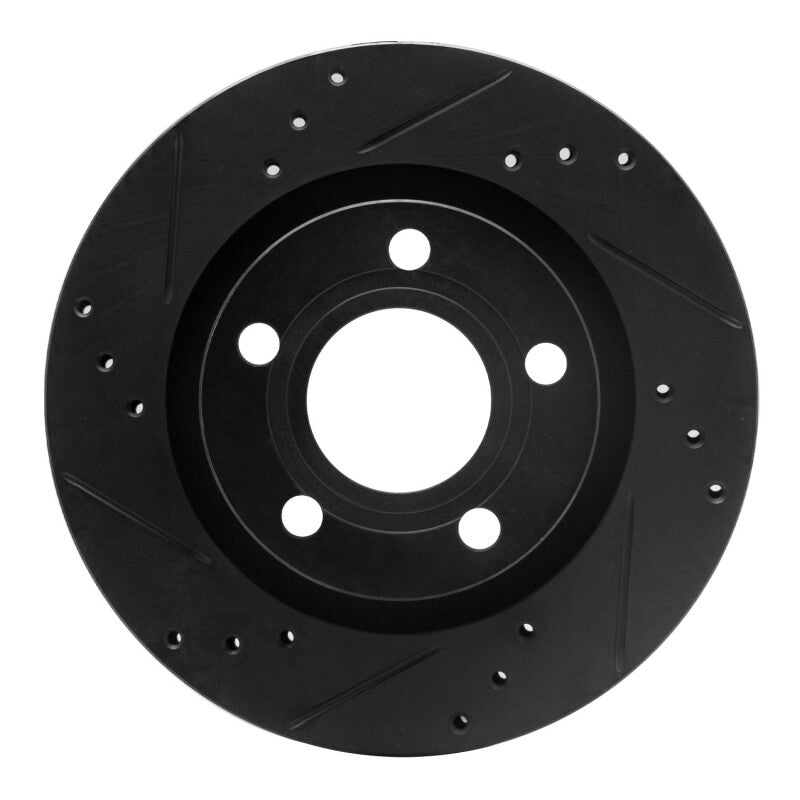 R1 Concepts 00-03 Audi A8 Rear Left Drilled & Slotted Black Brake Rotor