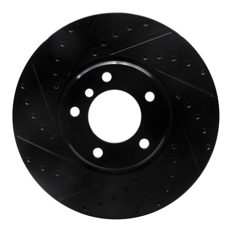 R1 Concepts 95-01 BMW 750IL Front Left Drilled & Slotted Black Brake Rotor