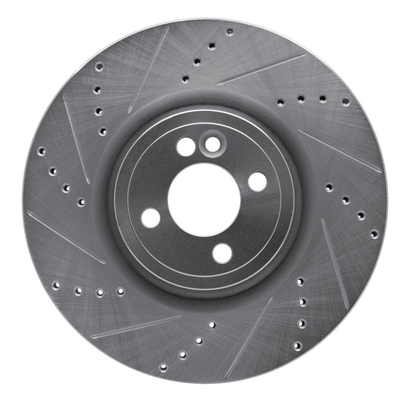 R1 Concepts 13-13 Mini Cooper (Excl Clubman) Front Left Drilled & Slotted Silver Brake Rotor
