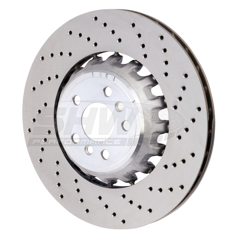 SHW Performance 2020 BMW X5 M 4.4L Right Rear Cross-Drilled Lightweight Brake Rotor (34208074286)