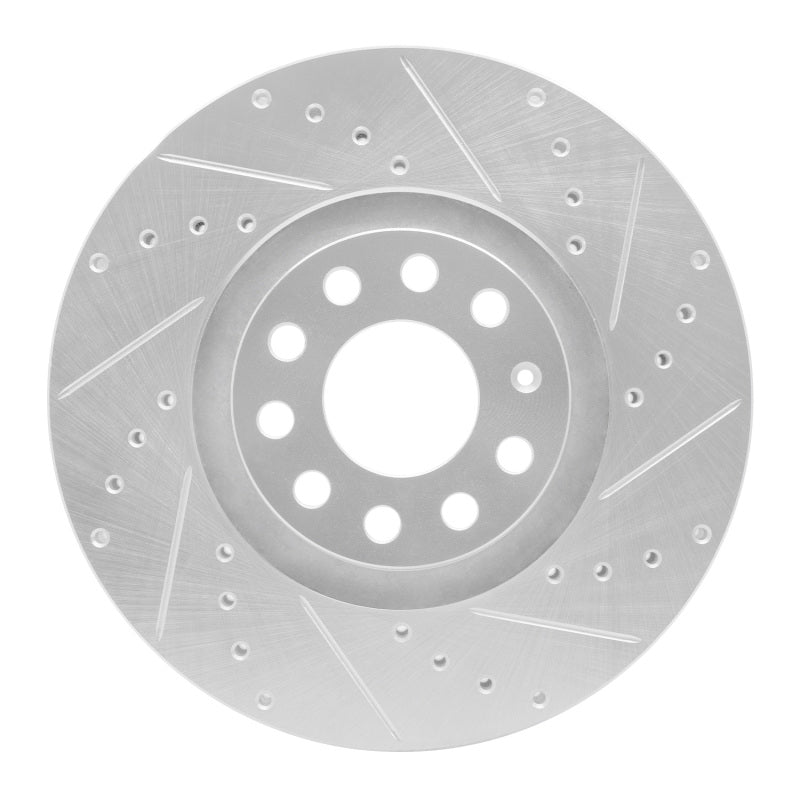 R1 Concepts 98-09 Audi A4 (USA/Canada) Front Right Drilled & Slotted Silver Brake Rotor