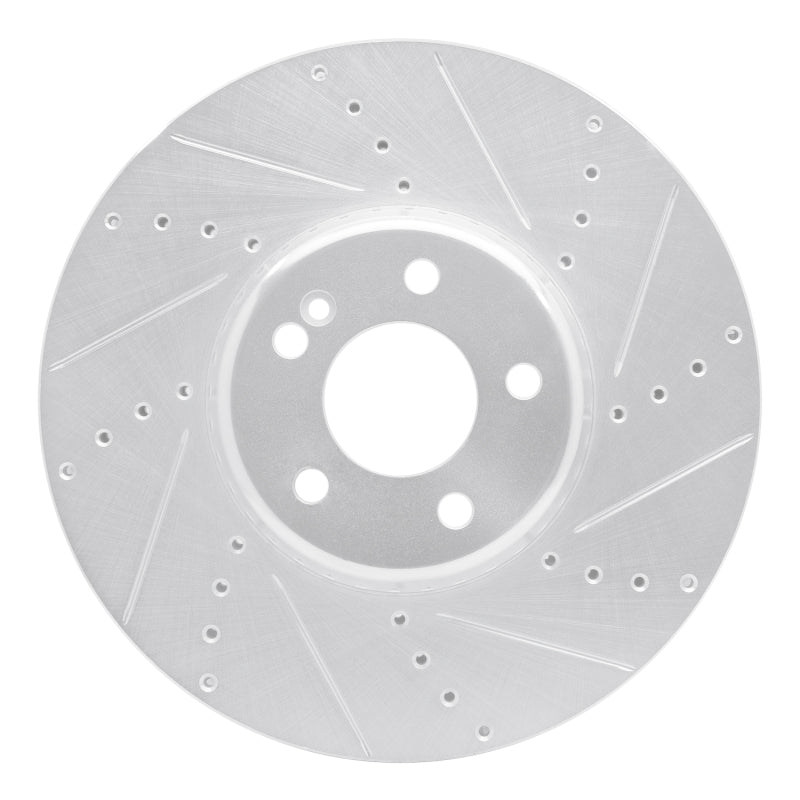 R1 Concepts 15-23 Mercedes-Benz C350E Front Right Drilled & Slotted Silver Brake Rotor