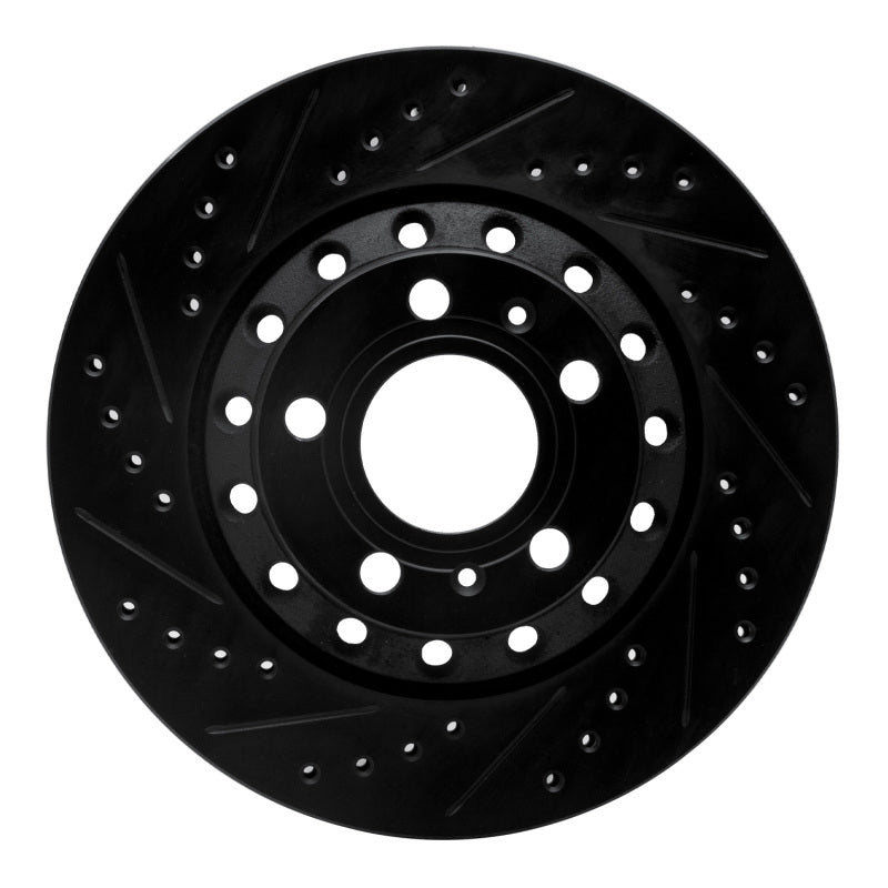 R1 Concepts 04-10 Audi A8 Rear Left Drilled & Slotted Black Brake Rotor