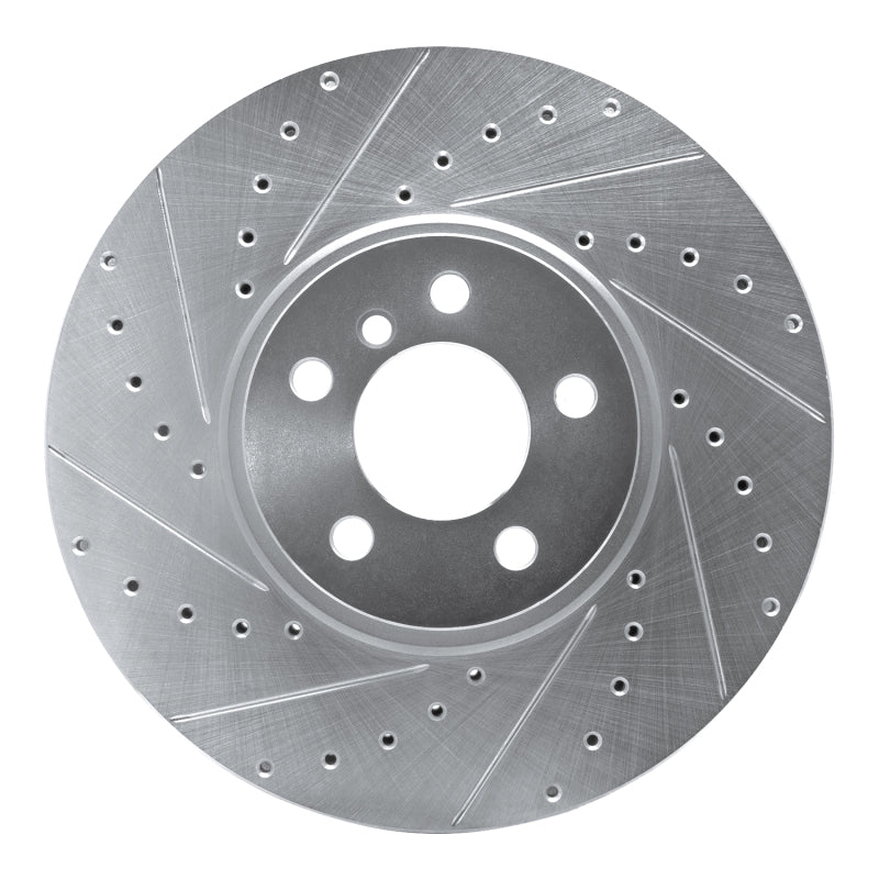 R1 Concepts 02-06 BMW X5 Front Left Drilled & Slotted Silver Brake Rotor