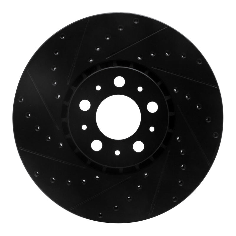 R1 Concepts 03-14 Volvo XC90 Front Left Drilled & Slotted Black Brake Rotor