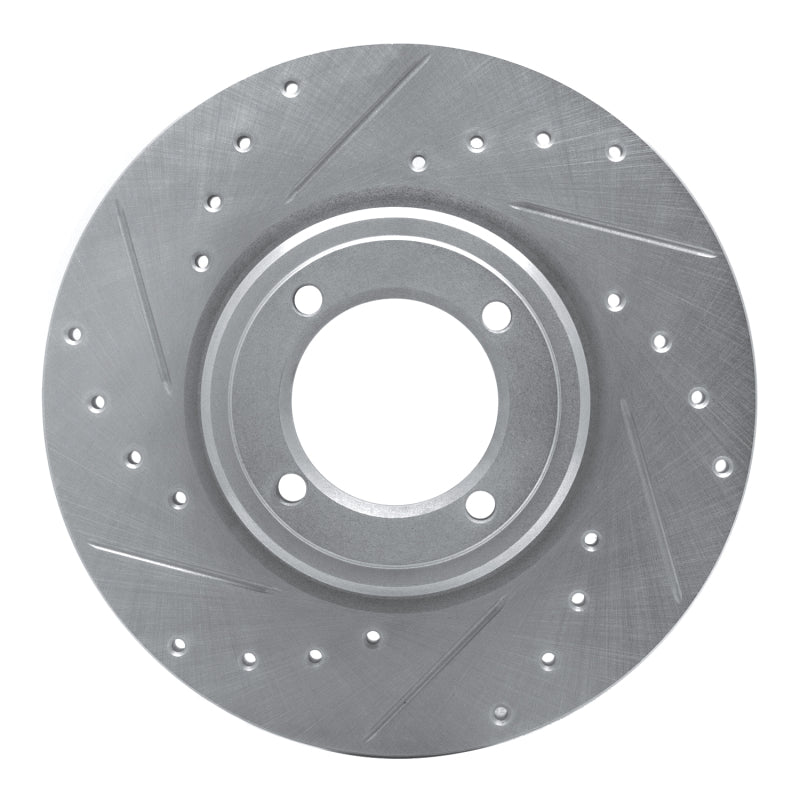 R1 Concepts 69-89 Peugeot 504 Front Left Drilled & Slotted Silver Brake Rotor