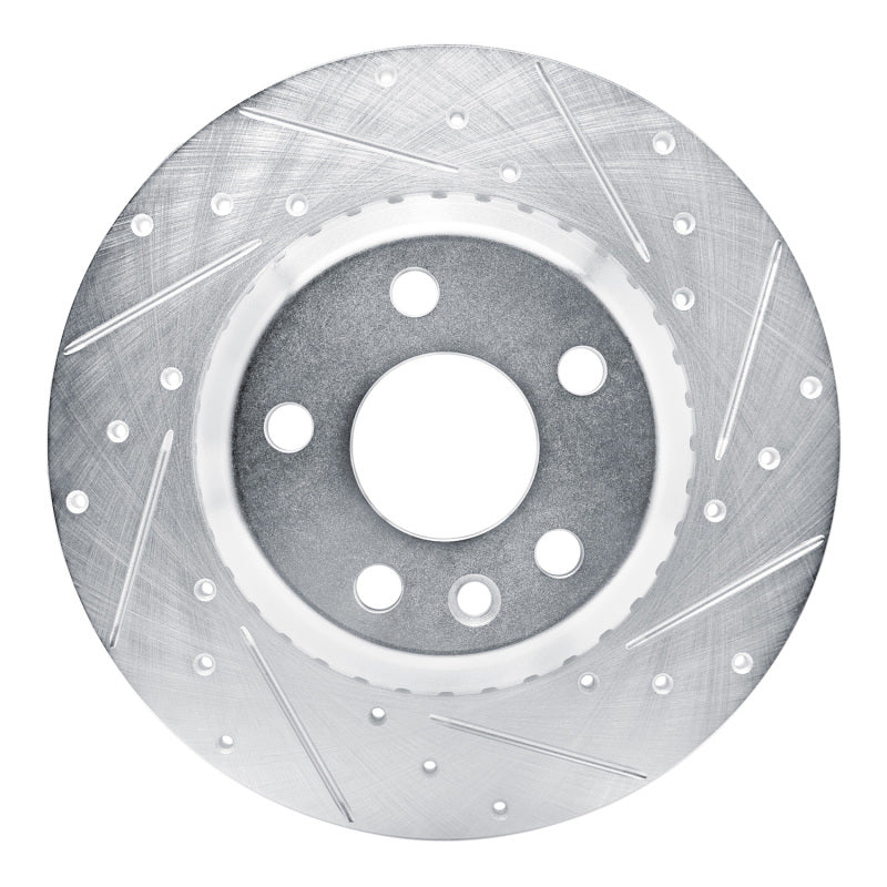 R1 Concepts 20-22 Jaguar E-Pace Rear Right Drilled & Slotted Silver Brake Rotor