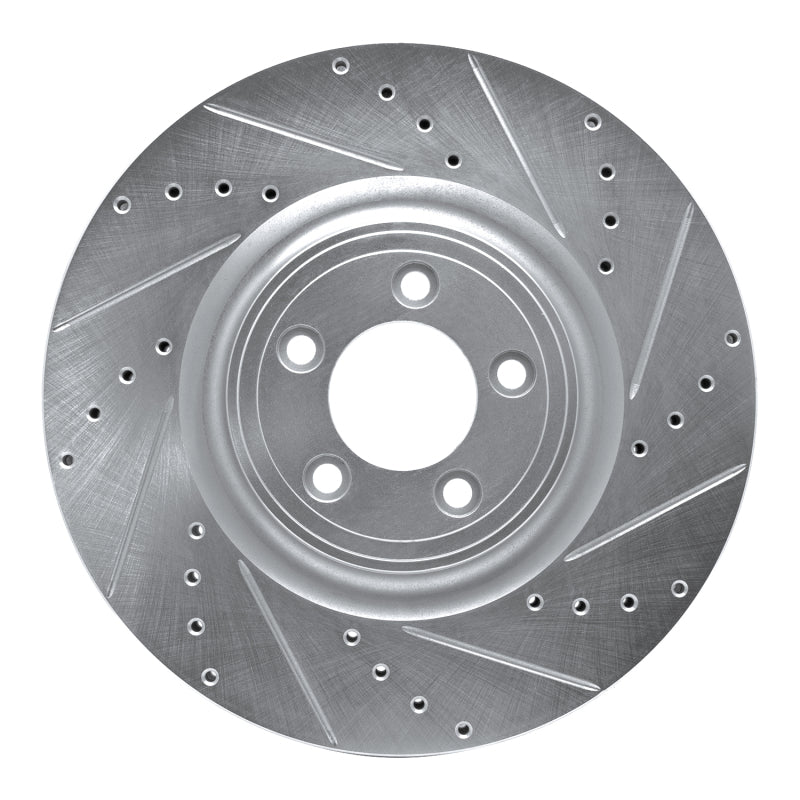 R1 Concepts 06-21 Jaguar XKR Front Right Drilled & Slotted Silver Brake Rotor