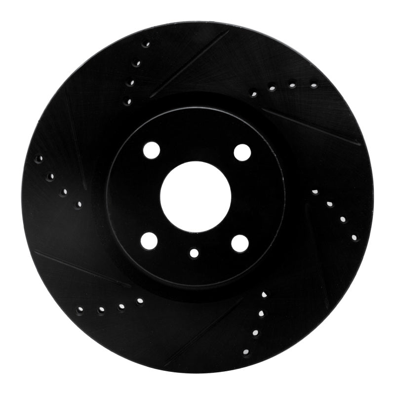 R1 Concepts 2016-2025 Fiat 124 Spider Front Left Drilled & Slotted Black Brake Rotor