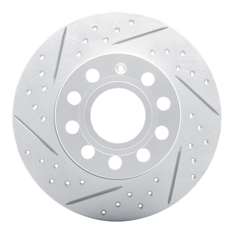 R1 Concepts 05-13 Audi A3 Rear Left Drilled & Slotted Geo-Carbon Rotor