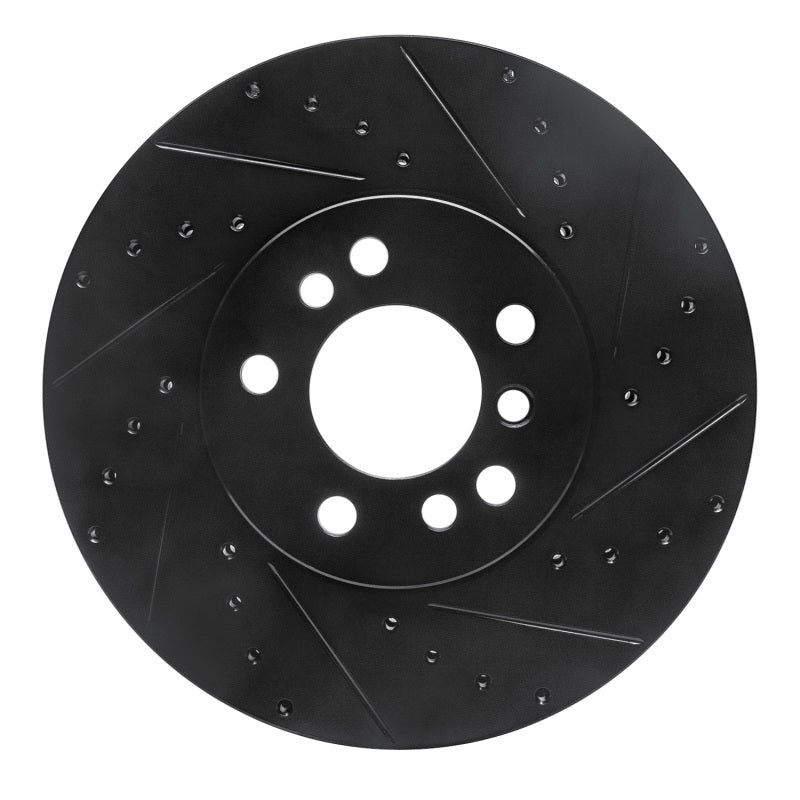 R1 Concepts 00-06 BMW X5 Front Right Drilled & Slotted Black Brake Rotor