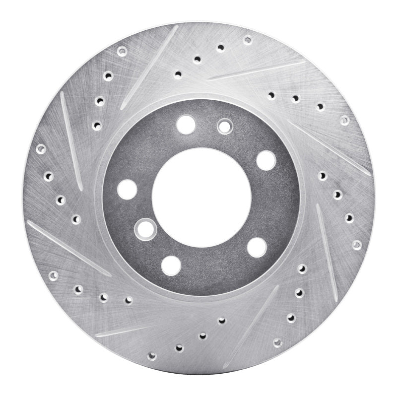 R1 Concepts 87-95 BMW 735IL Front Left Drilled & Slotted Silver Brake Rotor