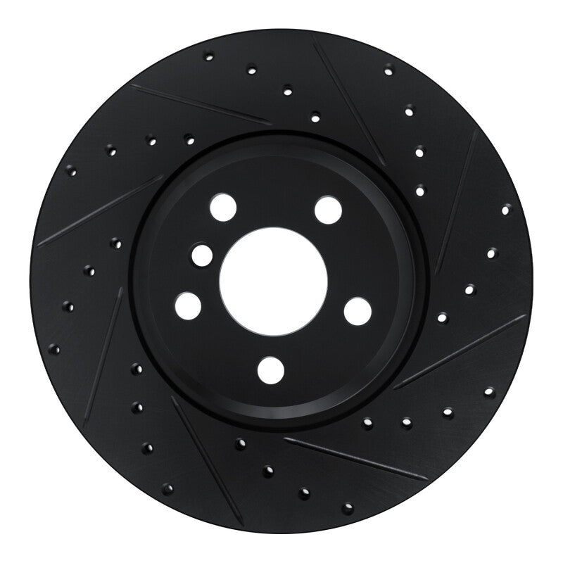 R1 Concepts 18-25 BMW 330I Front Right Drilled & Slotted Black Brake Rotor