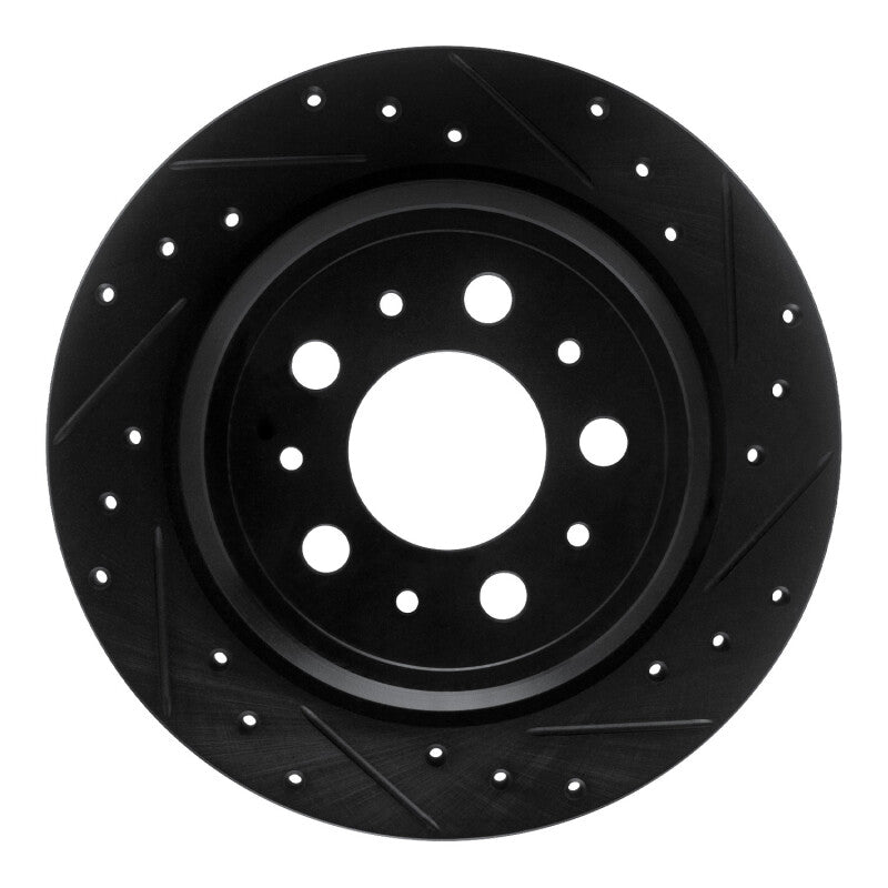 R1 Concepts 99-00 Volvo V70 Rear Right Drilled & Slotted Black Brake Rotor