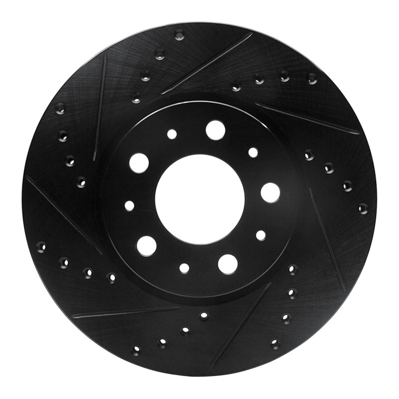 R1 Concepts 95-04 Volvo C70 Front Left Drilled & Slotted Black Brake Rotor