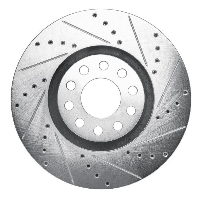 R1 Concepts 02-05 Volkswagen Passat (USA/Canada) Front Right Drilled & Slotted Silver Brake Rotor