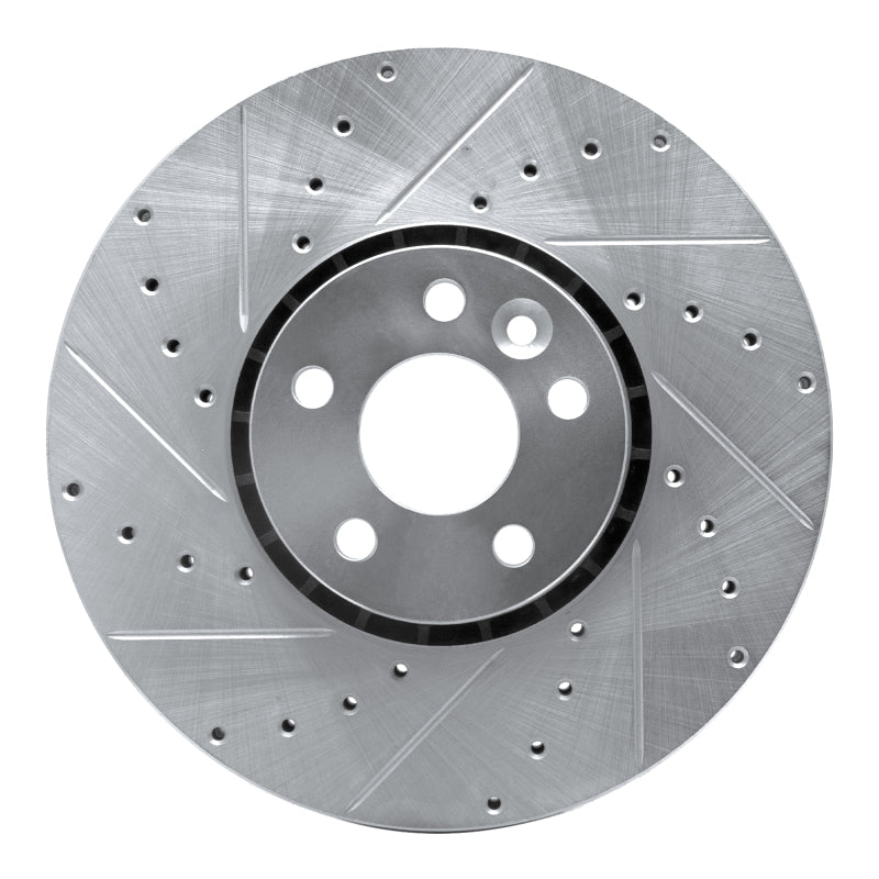 R1 Concepts 10-16 Volvo XC60 Front Left Drilled & Slotted Silver Brake Rotor
