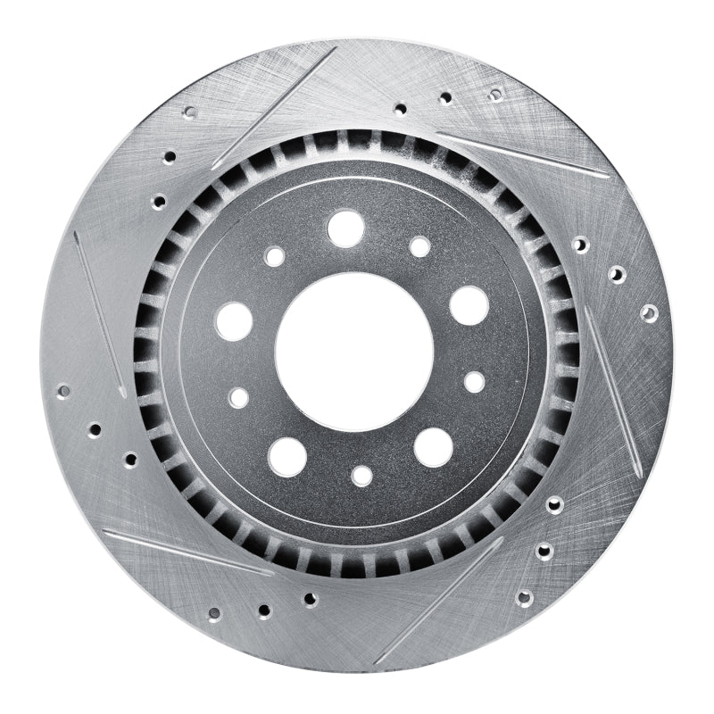 R1 Concepts 00-00 Volvo V70 Rear Left Drilled & Slotted Silver Brake Rotor