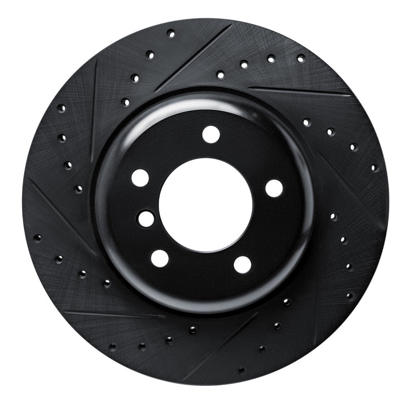 R1 Concepts 09-16 BMW Z4 Front Left Drilled & Slotted Black Brake Rotor