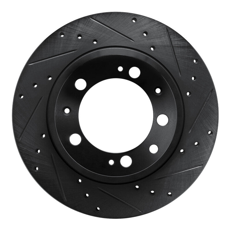R1 Concepts 86-95 Porsche 944 Turbo Rear Right Drilled & Slotted Black Brake Rotor