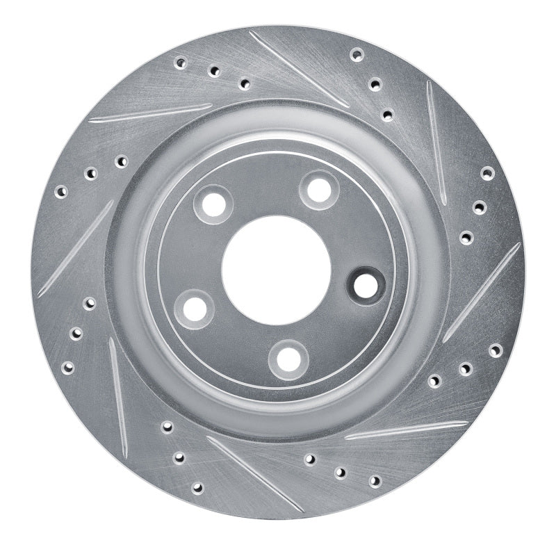 R1 Concepts 06-08 Jaguar S-Type Rear Right Drilled & Slotted Silver Brake Rotor