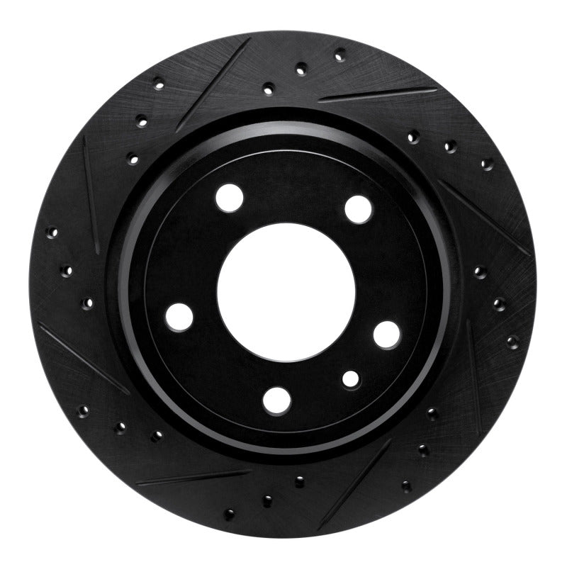 R1 Concepts 88-94 BMW 750IL Rear Left Drilled & Slotted Black Brake Rotor