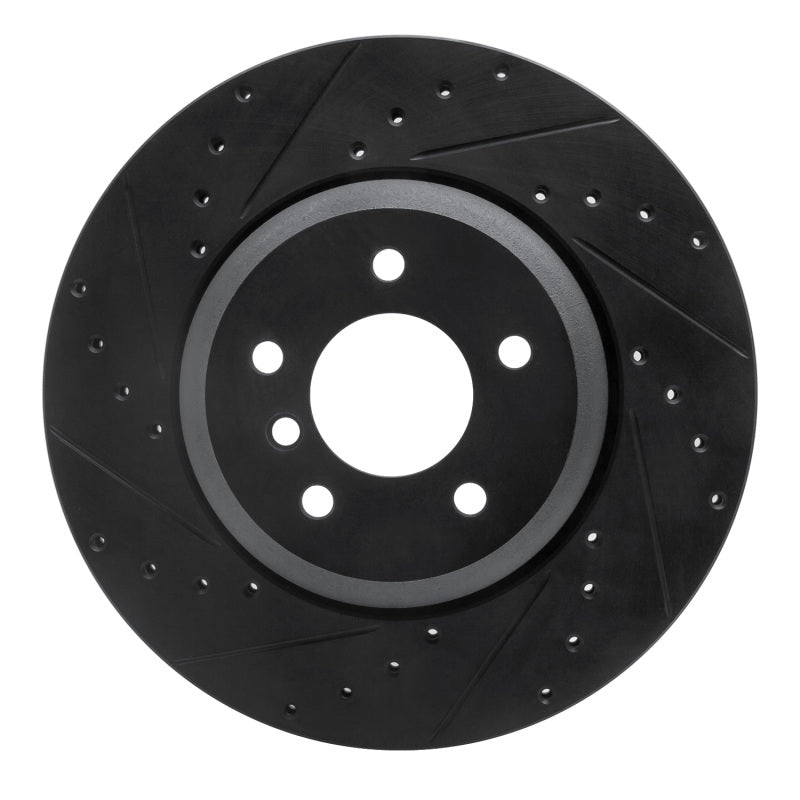 R1 Concepts 04-10 BMW 535I Rear Left Drilled & Slotted Black Brake Rotor