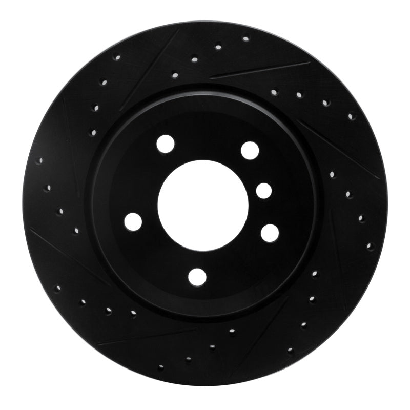 R1 Concepts 08-13 BMW 135I Rear Left Drilled & Slotted Black Brake Rotor