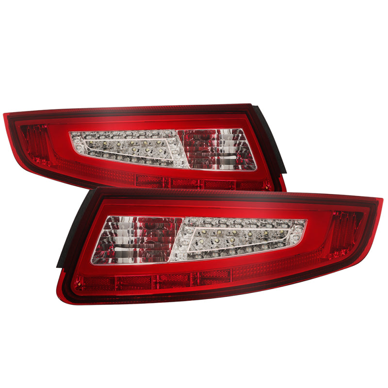 SPYDER xTune Porsche 911 997 05-08 Light Bar LED Tail Lights - Red Clear ALT-ON-P99705V2-LBLED-RC