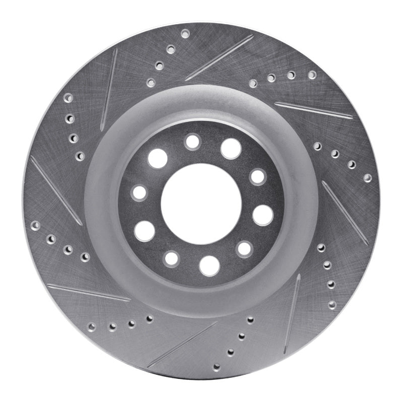 R1 Concepts 2017-2025 Alfa Romeo Stelvio Rear Left Drilled & Slotted Silver Brake Rotor
