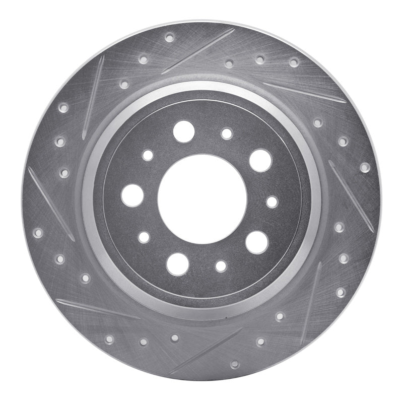 R1 Concepts 99-09 Volvo S60 Rear Left Drilled & Slotted Silver Brake Rotor