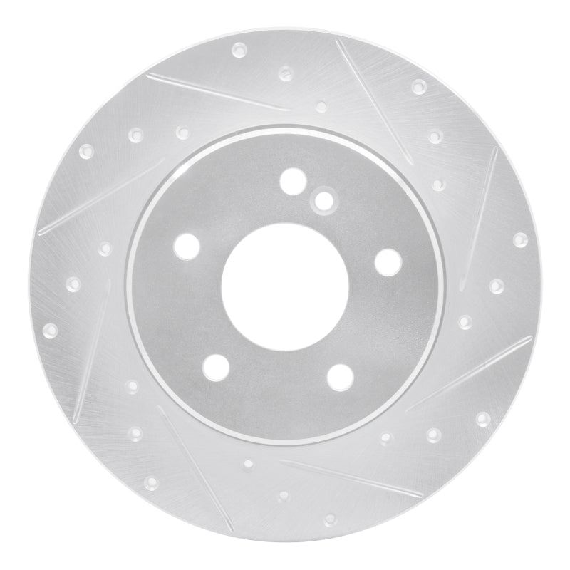 R1 Concepts 98-03 Mercedes-Benz E320 Rear Right Drilled & Slotted Silver Brake Rotor