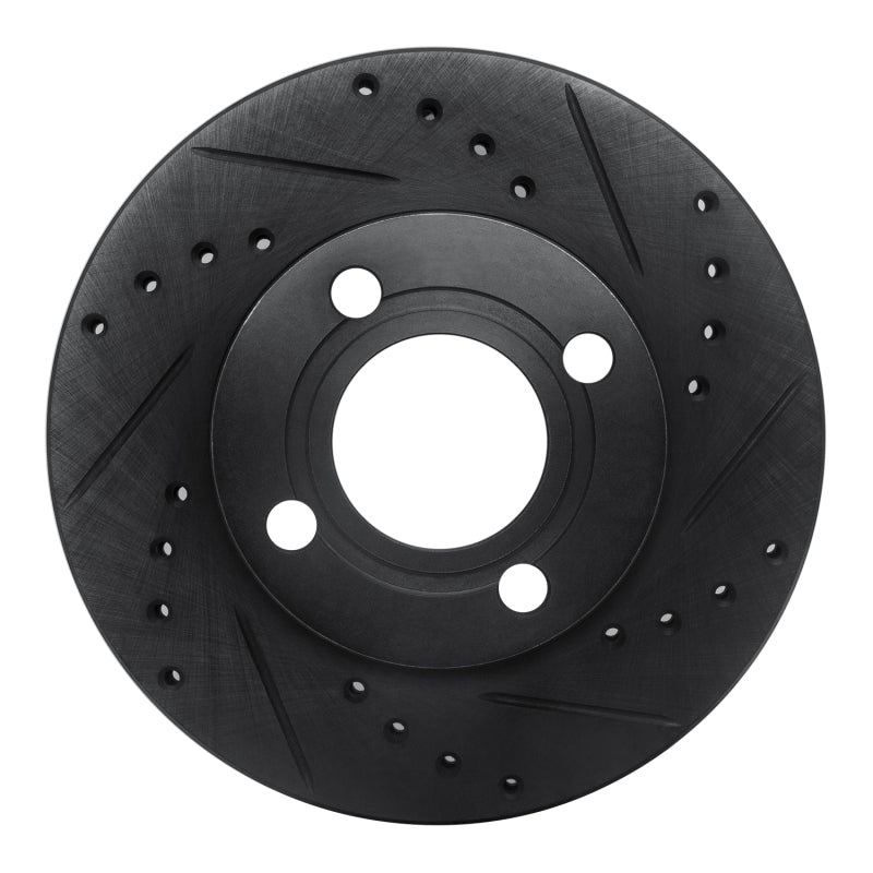 R1 Concepts 84-87 Audi Coupe Front Right Drilled & Slotted Black Brake Rotor