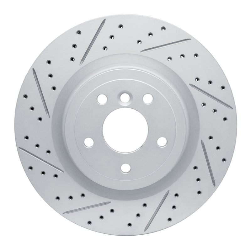 R1 Concepts 16-24 Jaguar Xe Rear Left Drilled & Slotted Geo-Carbon Rotor