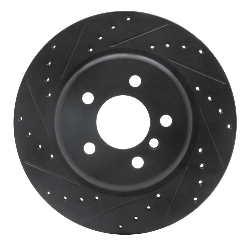 R1 Concepts 11-16 BMW 535I Rear Left Drilled & Slotted Black Brake Rotor