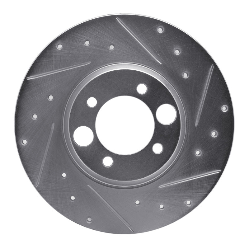 R1 Concepts 62-87 Jaguar XJ Rear Right Drilled & Slotted Silver Brake Rotor