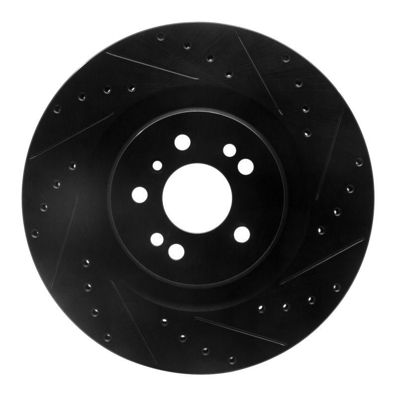 R1 Concepts 06-12 Mercedes-Benz R350 Front Right Drilled & Slotted Black Brake Rotor