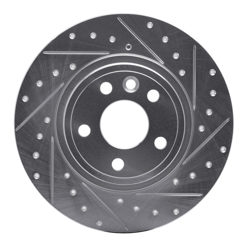 R1 Concepts 15-20 Jaguar E-Pace Rear Right Drilled & Slotted Silver Brake Rotor