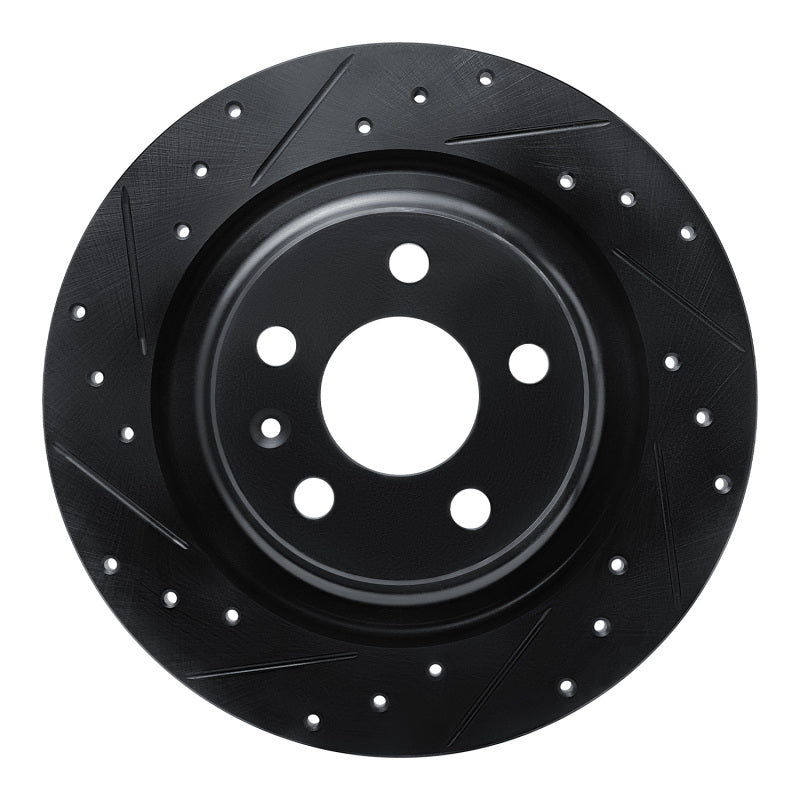 R1 Concepts 18-25 Volvo S60 Rear Left Drilled & Slotted Black Brake Rotor