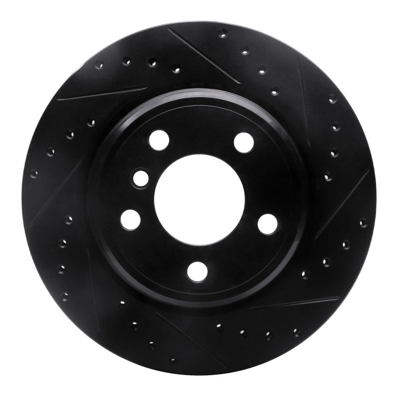 R1 Concepts 02-06 BMW X5 Rear Right Drilled & Slotted Black Brake Rotor