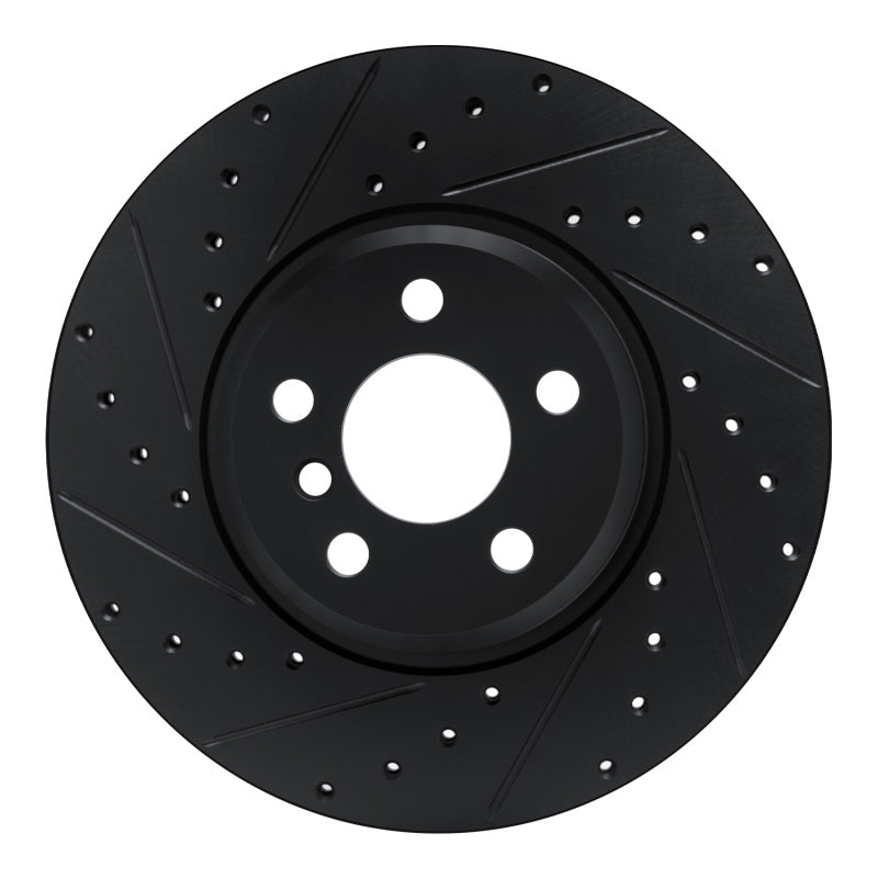 R1 Concepts 18-25 BMW 430I xDrive Gran Coupe Front Left Drilled & Slotted Black Brake Rotor