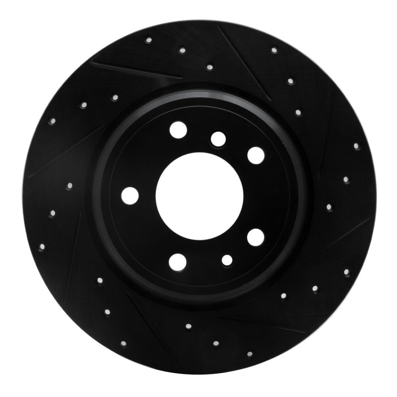 R1 Concepts 91-01 BMW 850CI Rear Right Drilled & Slotted Black Brake Rotor