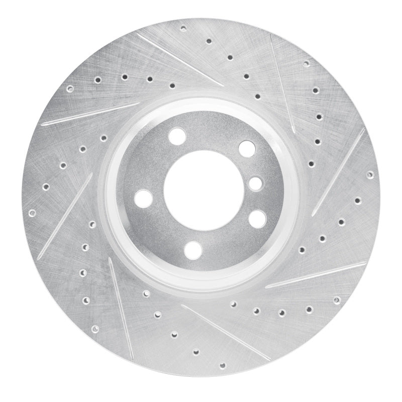 R1 Concepts 07-08 BMW ALPINA B7 Front Right Drilled & Slotted Silver Brake Rotor