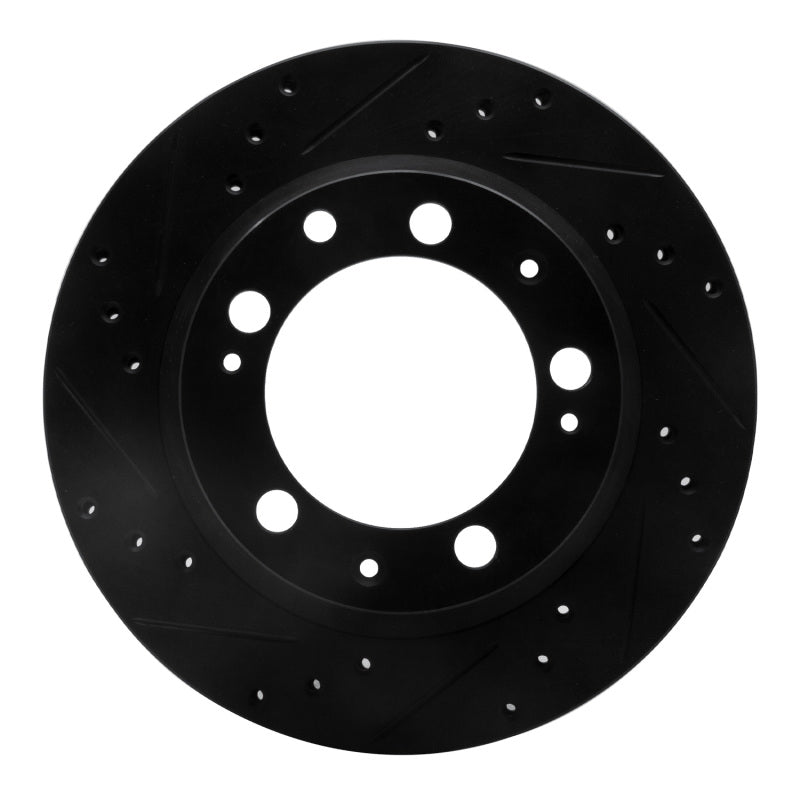 R1 Concepts 77-88 Porsche 924 Rear Left Drilled & Slotted Black Brake Rotor